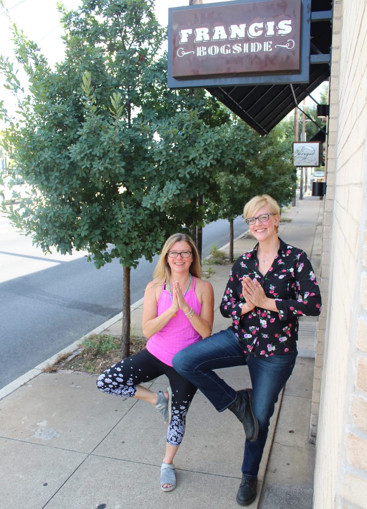 Lesley Ramsey, MBS Fitness Southtown Studio & Events Director with Christine, Francis Bogside's GM standing in Tree